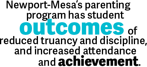 Newport-Mesa’s parenting program has student outcomes of reduced truancy and discipline, and increased attendance and achievement.